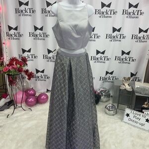 Gray Pleated Maxi A-Line Dress